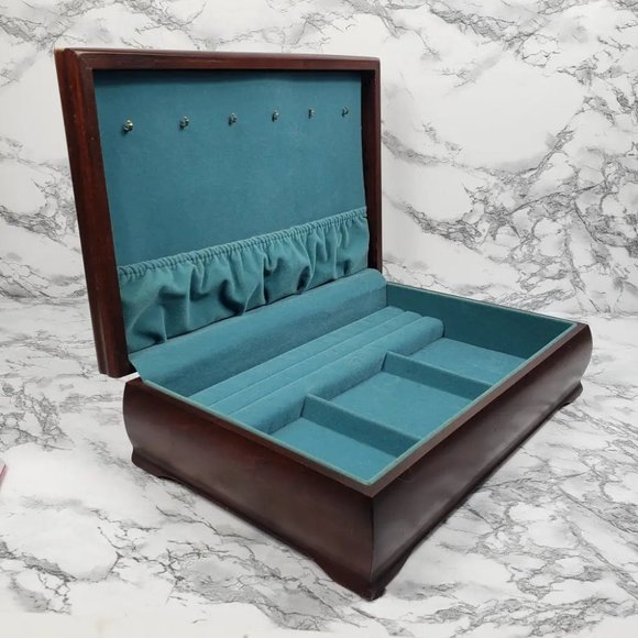 Jewelry Box Solid Wood Made In USA Vintage - Picture 7 of 11